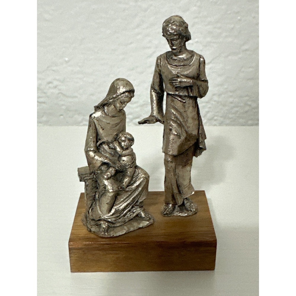 Pewter Holy Family Figurine, Made in Italy, Religious Statue, Nativity